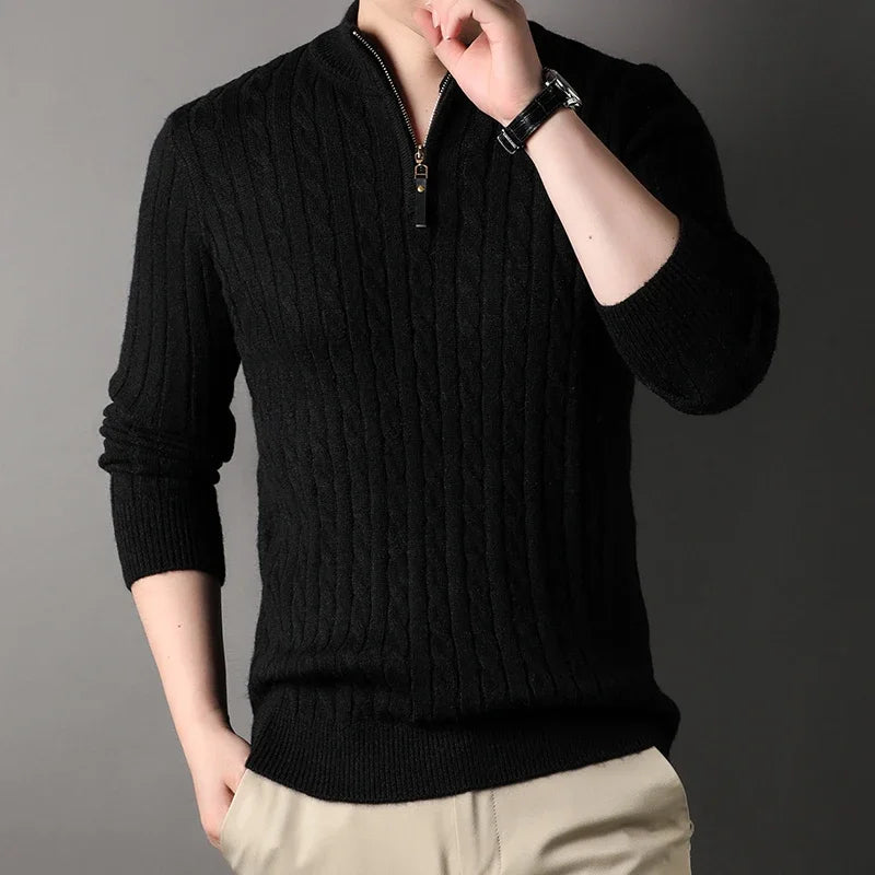 Heavy Knit Half-Zip Fashion Top