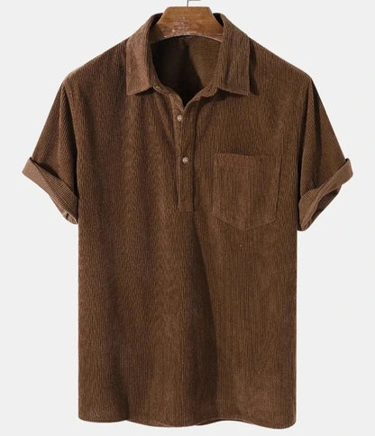 RetroVibe Men's Corduroy Short Sleeve Shirt