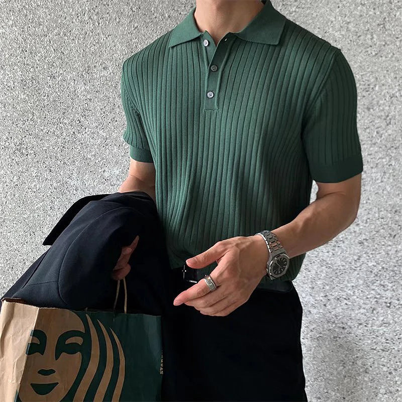 RetroKnit Men's Striped Polo Shirt