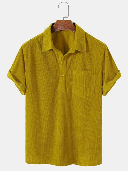 RetroVibe Men's Corduroy Short Sleeve Shirt