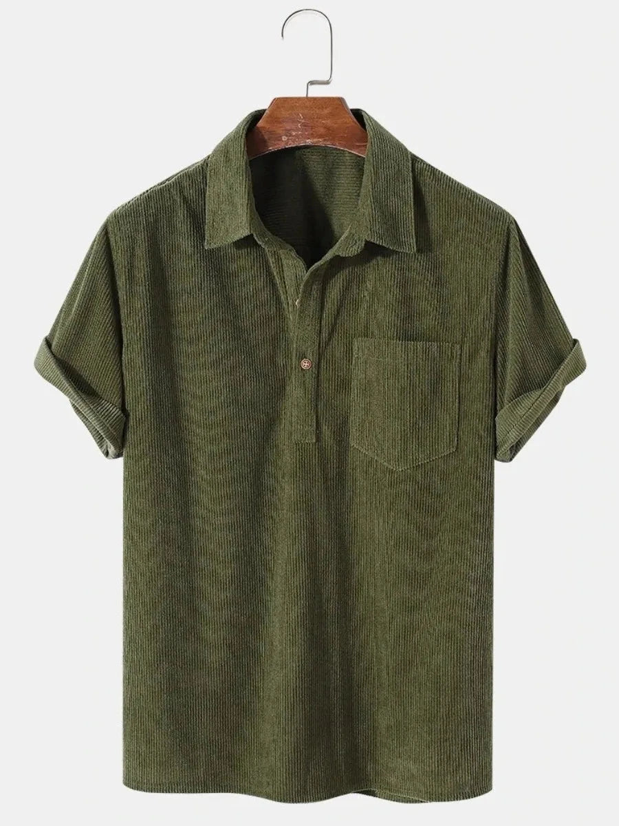 RetroVibe Men's Corduroy Short Sleeve Shirt