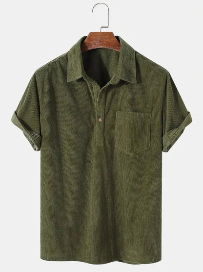 RetroVibe Men's Corduroy Short Sleeve Shirt